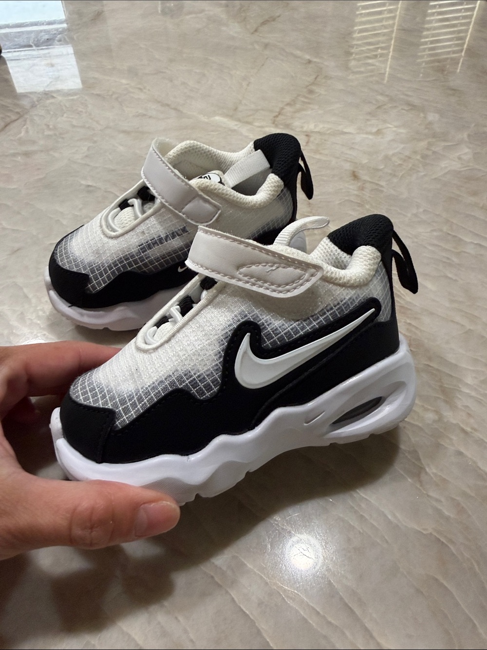 Nike Black and White Baby/Walker Sneakers with Hook-and-Loop Strap